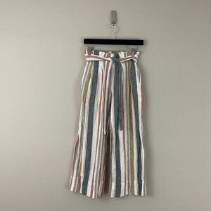 Madewell Tie-Waist Striped Huston Pull-On Crop Pants Size XXS